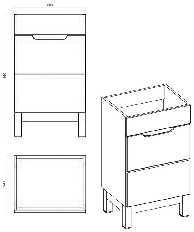 Comad Bali White 824 FSC onderkast 50cm eiken/wit