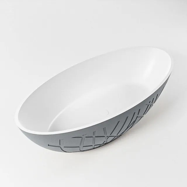 MONDIAZ HOLM Vrijstaand bad - 180x85cm - kleur Plata / Talc HOLM180-PLA/TAL