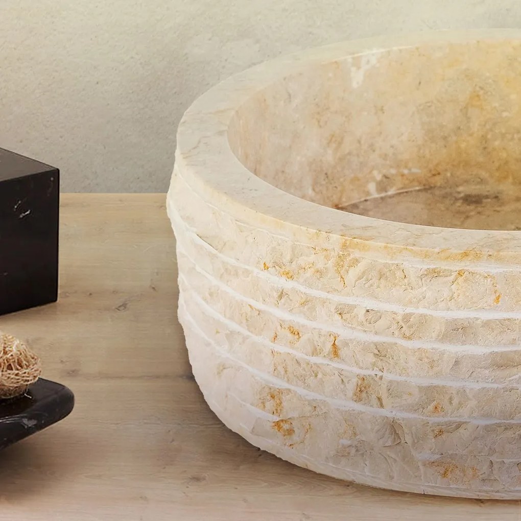 Sanigoods Eliza waskom rond alur 40x15cm crème