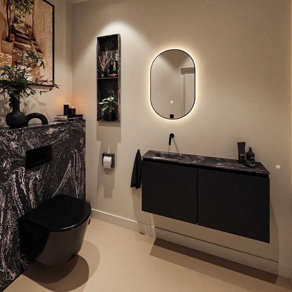 Mondiaz Ture DLux toiletmeubel 100cm urban met wastafel lava links zonder kraangat