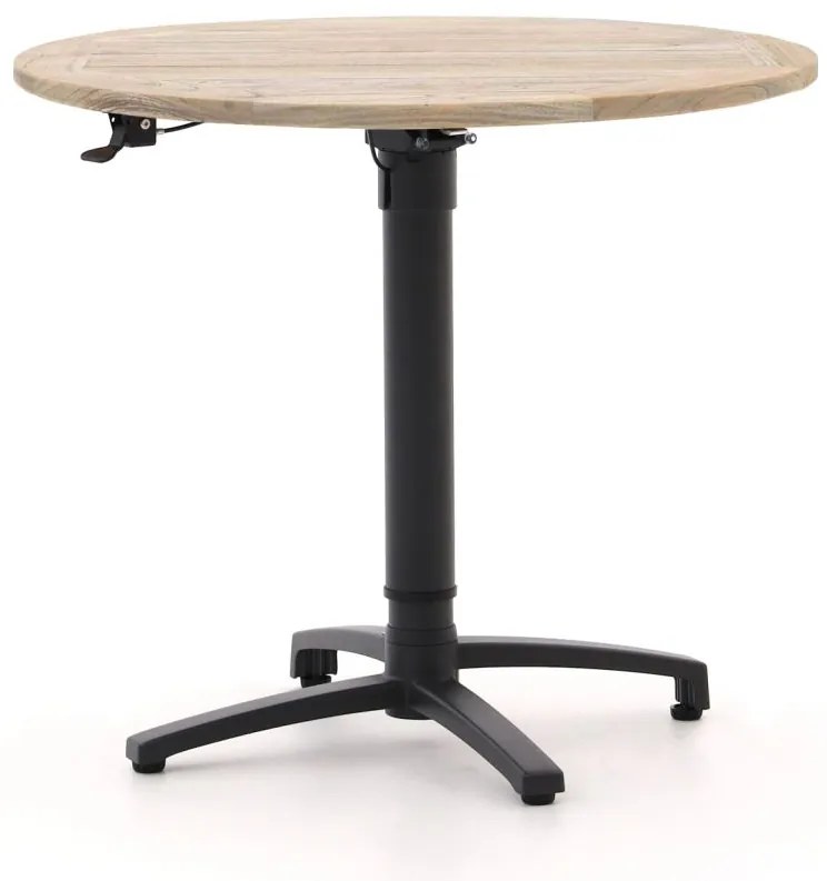 Inklapbare tafel Bellagio  | Rond  | Tuintafel Teakhout | Ø85cm | 2 personen | Verstelbaar | Kees Smit Tuinmeubelen