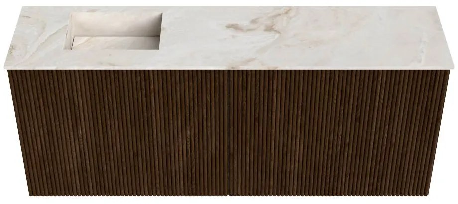 Mondiaz Joya DLux 100cm toiletmeubel walnut met wastafel faye links zonder kraangat frappe