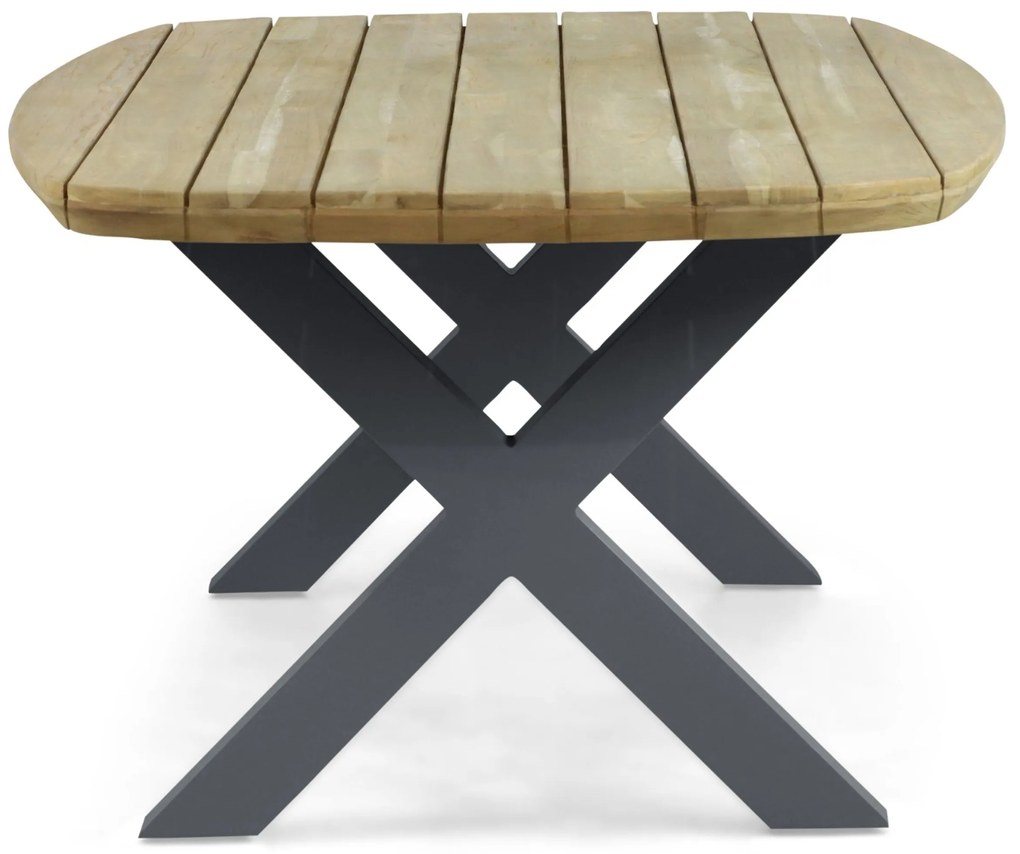 Dining Tuintafel rechthoekig 240 x 100 cm Aluminium/Teak Grijs Falcon/Cardiff
