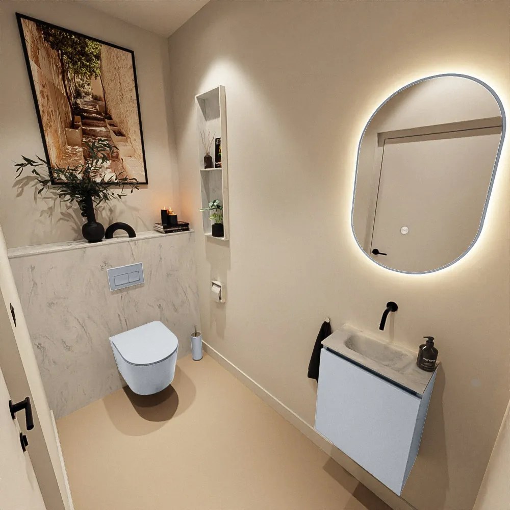 Mondiaz Ture DLux toiletmeubel 40cm clay met wastafel opalo midden zonder kraangat