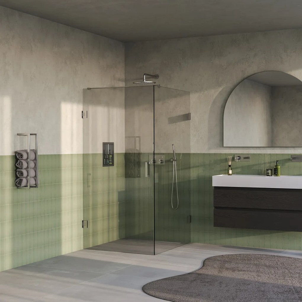 Brauer Void profielloze douchecabine 100x120cm RVS geborsteld PVD