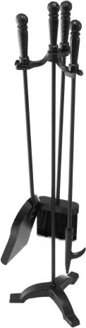 VEVOR Haardgereedschapset, 4-delige kachelgereedschapset, inclusief driepuntsstandaard, asschep, borstel, pook, smeedijzeren haardaccessoires voor binnen- en buitenkampvuren, zwart