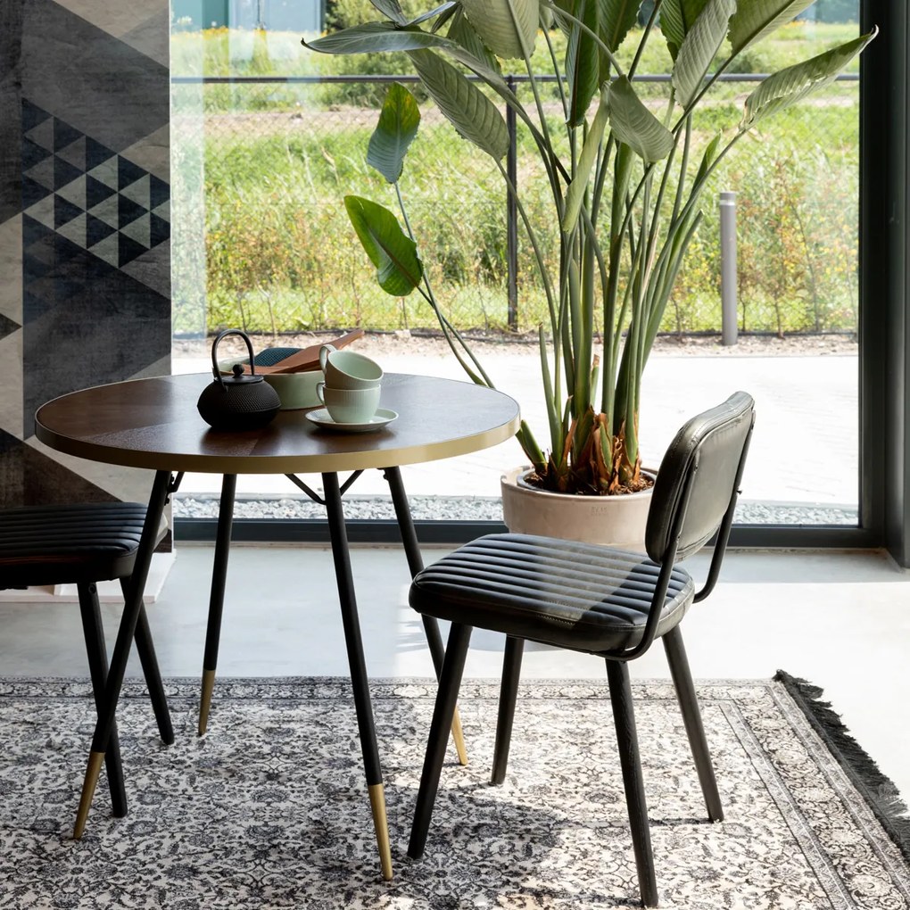 Lavis Denise Ronde Eettafel Walnoot En Messing - 91 X 91cm.