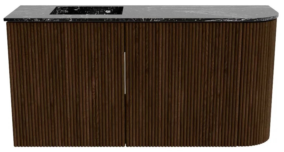 Mondiaz Joya DLux 80cm toiletmeubel ronding rechts walnut met wastafel faye links 1 kraangat lava