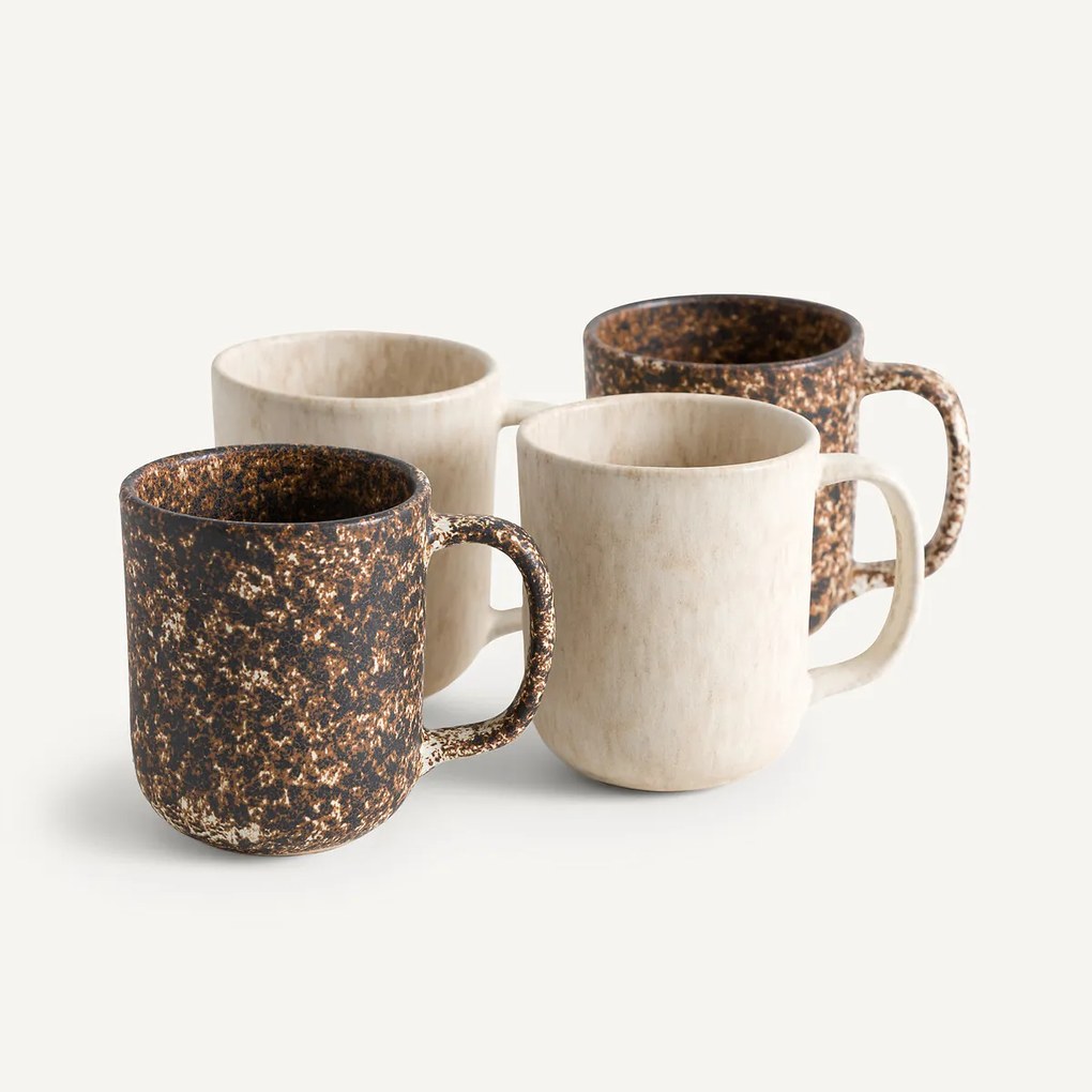 Set van 2 mokken in mat geglazuurd aardewerk, Rusty