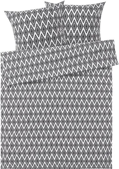 Flanellen dekbedovertrek 240 x 220 cm Driehoeken/zwart/wit