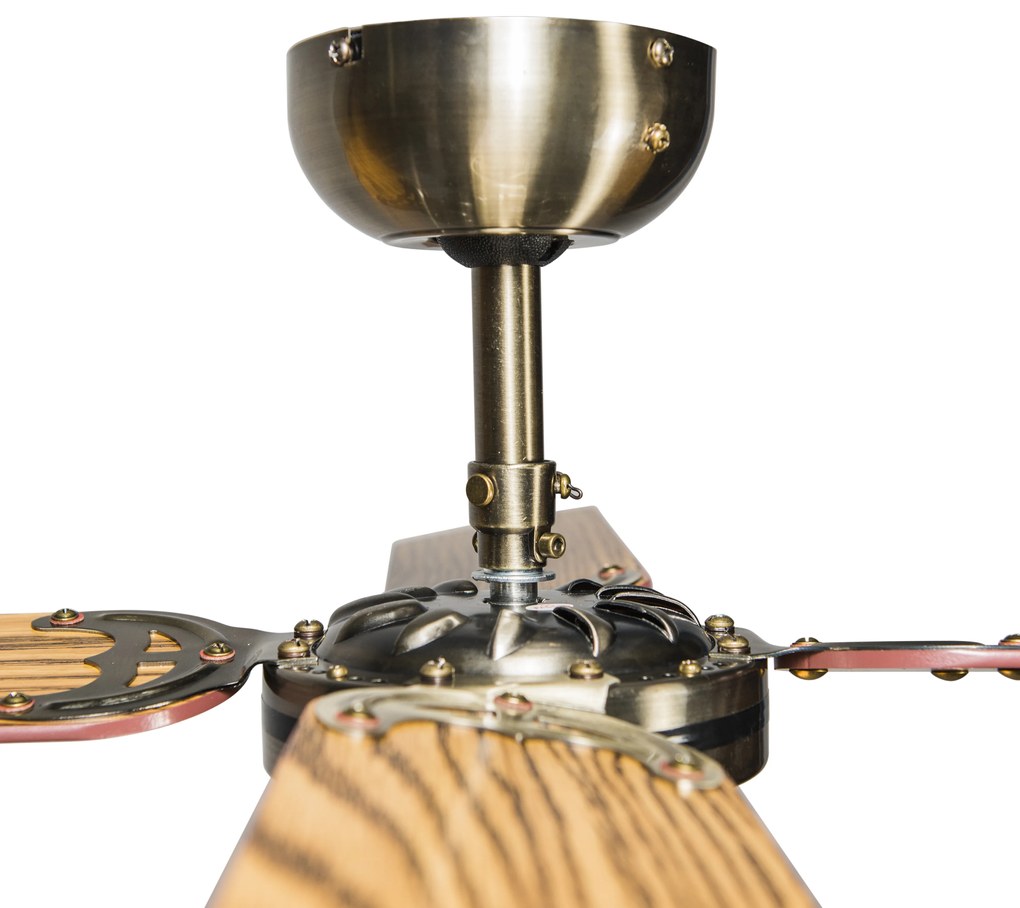 Industriële plafondventilator met lamp 100 cm hout - Wind