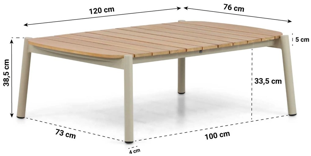 Stoel en Bank Loungeset 5 personen Aluminium/Rope Taupe Coco Sevilla