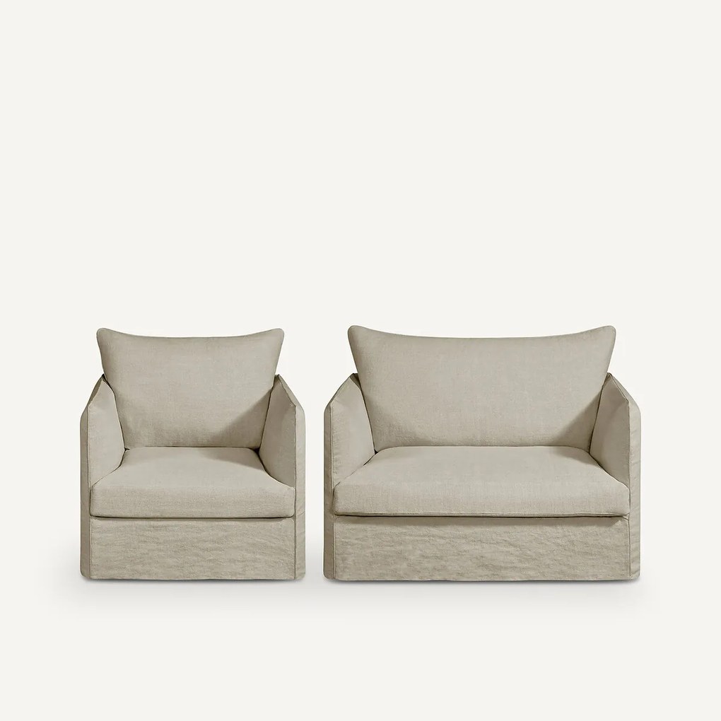 Fauteuil XL in dik stonewashed linnen, Neo Chiquito