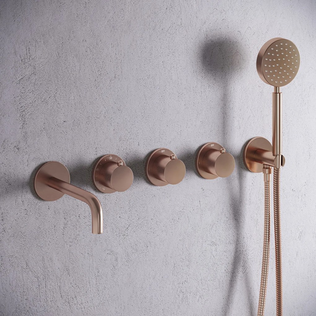 Saniclear Plus Stripes thermostaatkraan afbouwdeel geborsteld koper