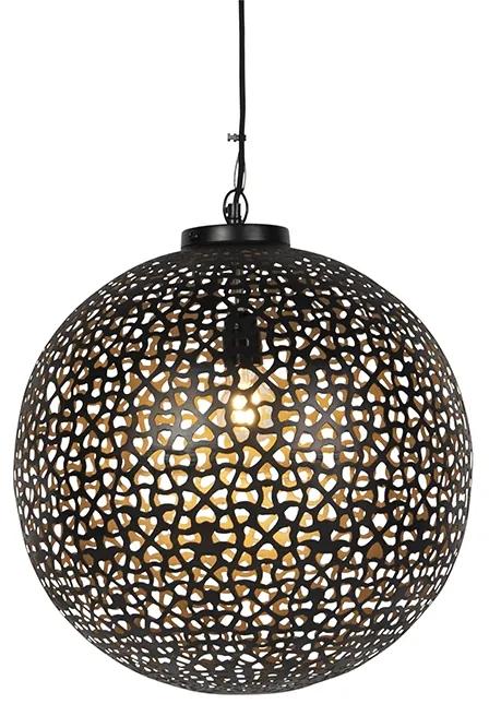 Oosterse hanglamp zwart met goud 45 cm - RadianteOosters E27 bol / globe / rond Binnenverlichting Lamp