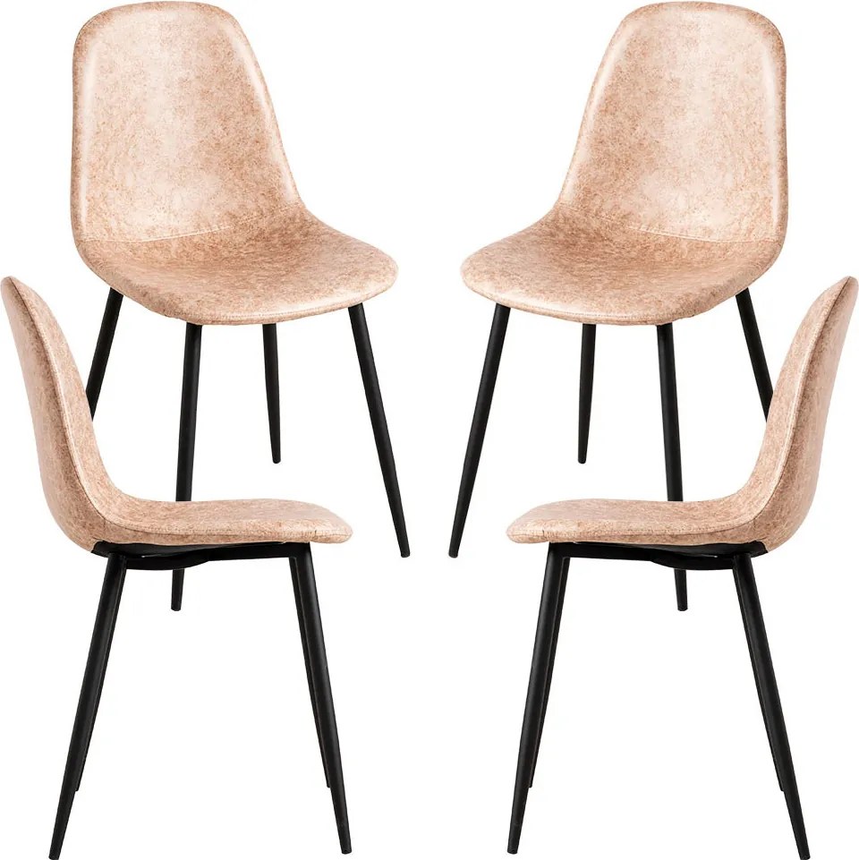 Set 4 Black Teok Kunstlederen Stoelen