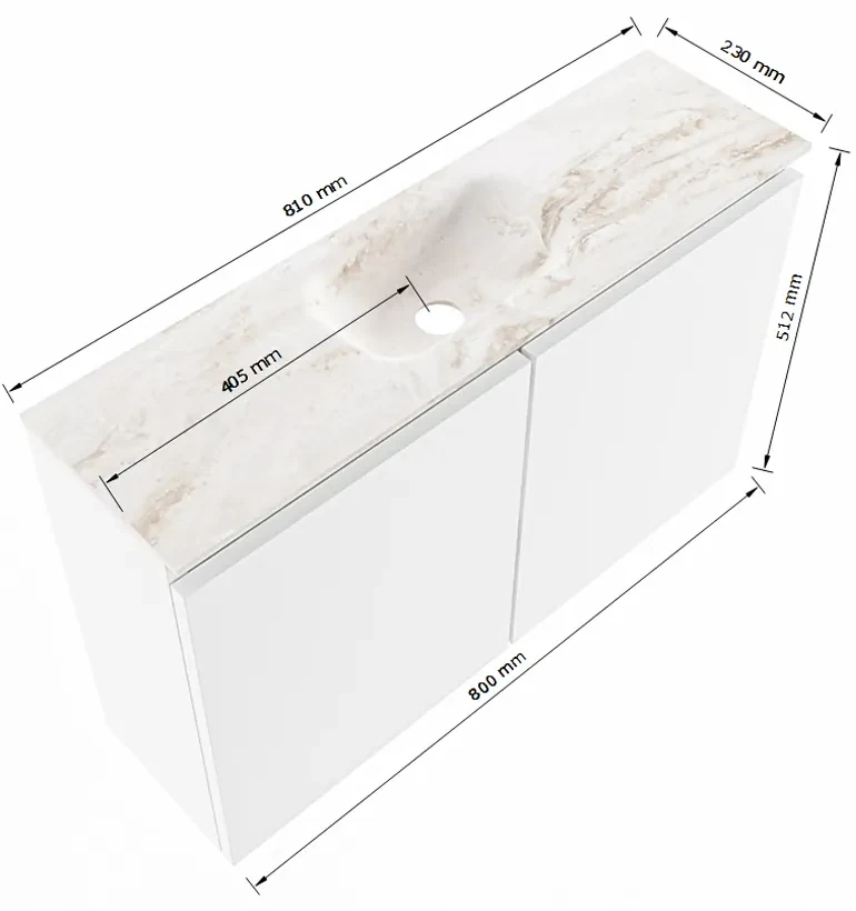 Mondiaz Ture DLux toiletmeubel 80cm army met wastafel frappe midden zonder kraangat