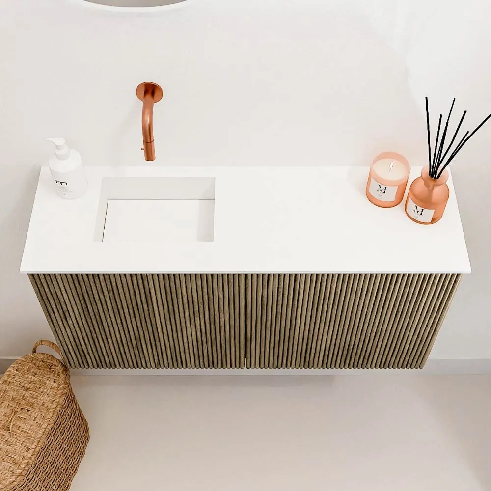 Mondiaz Joya 80cm toiletmeubel dusk met wastafel faye links zonder kraangat talc