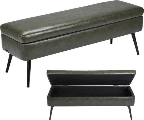 VEVOR Ottoman Bank (400 x 1200 x 450 mm) van PU-leer met metalen poten en opbergruimte, gestoffeerde schoenenbank met een draagvermogen van 300 kg, moderne bedbank slaapkamerbank voor de woonkamer eetkamer groen