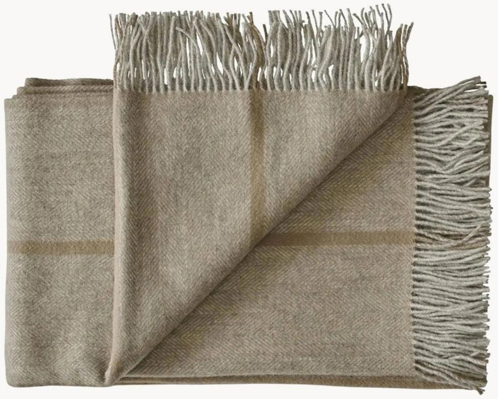 Wollen plaid Askø met franjes