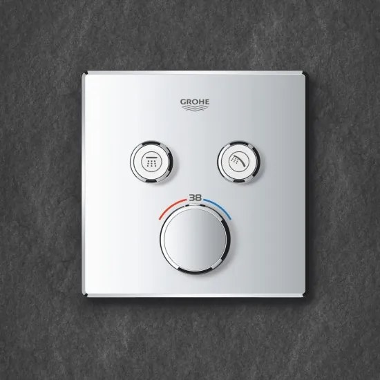 Grohe Grohtherm SmartControl inbouw regendouche vierkant plafondarm 20cm kop