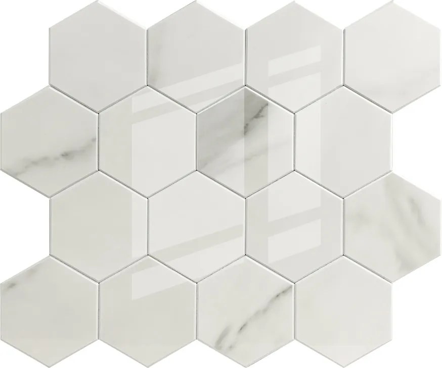 Zelfklevende Hexagon Morbido Bianco - 29.2 cm x 25.4 cm x 0.33 cm | 0.5 kg | Paneli zelfklevende steenstrips