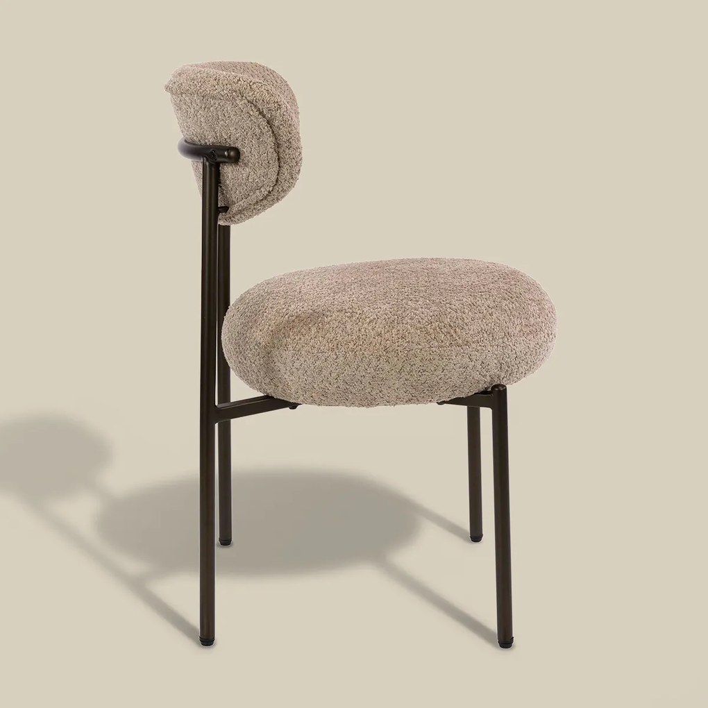 Beige Eetkamerstoel Met Ronde Zitting