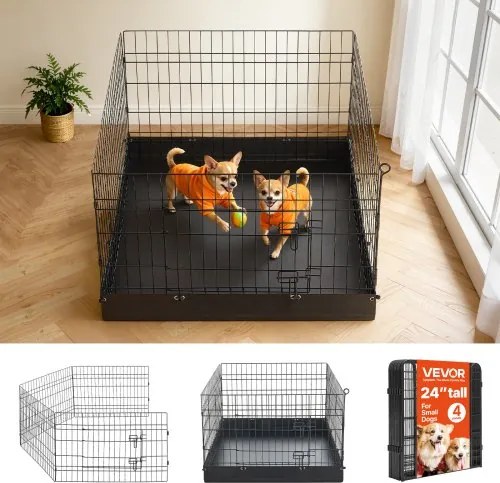 VEVOR Puppyren, Puppyren, Hondenren, 61 cm, 4-delige set met speelmat, Speelplek voor kleine honden, katten en andere kleine dieren, Opvouwbaar, Veelzijdig in gebruik dankzij de verschillende vormen