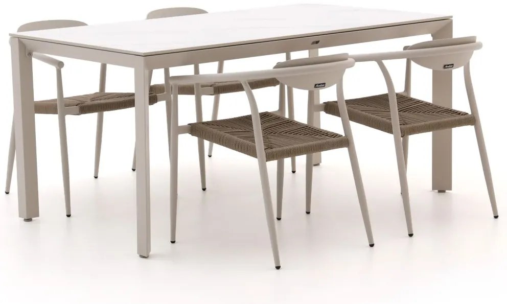 Diningset Manifesto  | 4 personen sintered stone | Tuinset stapelbaar | 5-delig | Kees Smit Tuinmeubelen