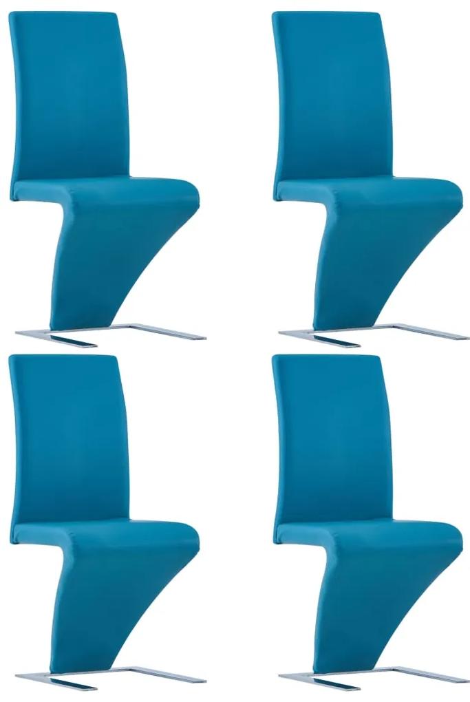 vidaXL Eetkamerstoelen met zigzag-vorm 4 st kunstleer blauw