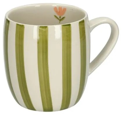 Theemok, steengoed, groen gestreept,Ø 9,5 cm