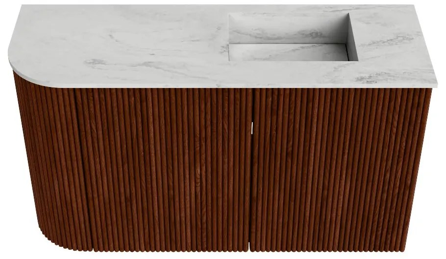 Mondiaz Joya DLux 70cm toiletmeubel ronding links ruby met wastafel faye rechts zonder kraangat opalo