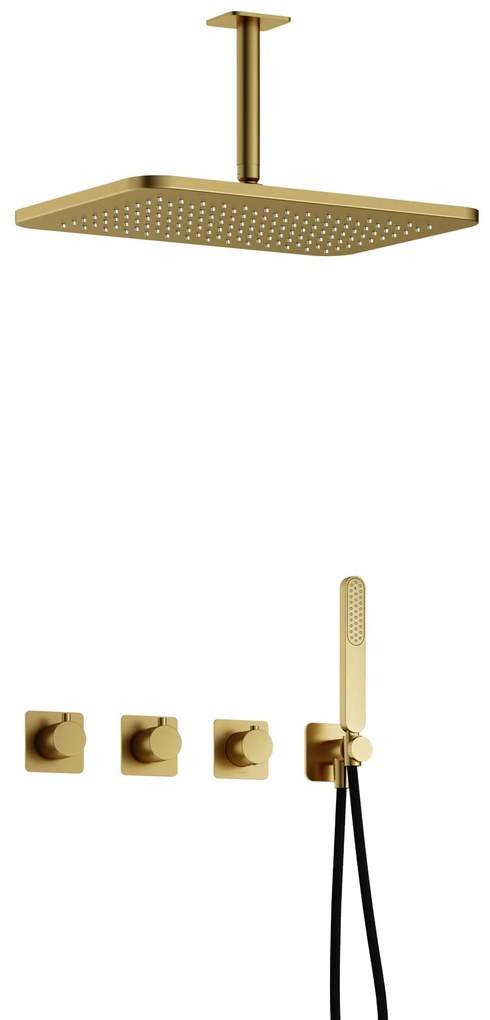 Hotbath Gal IBSGL70BBP inbouwdouche met plafondbuis en 27x40cm hoofddouche geborsteld messing PVD