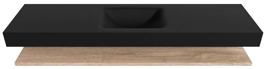 Zaro Alan badmeubel 180cm met planchet washed oak en vrijhangende wastafel cloud midden 1 kraangat urban