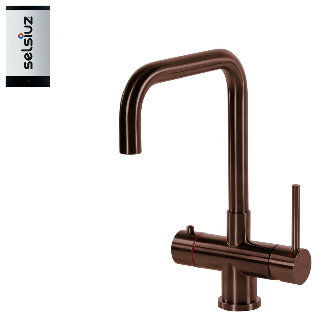 Selsiuz Inox kokend water kraan met single boiler en U-uitloopkraan copper