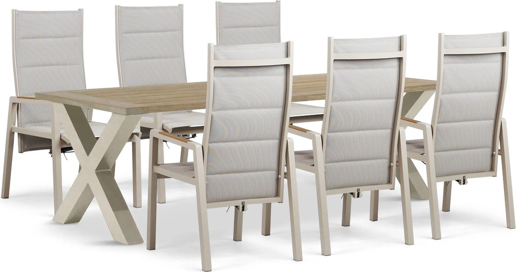Tuinset 6 personen 240 cm Aluminium Taupe Lifestyle Garden Furniture Essence/Cardiff