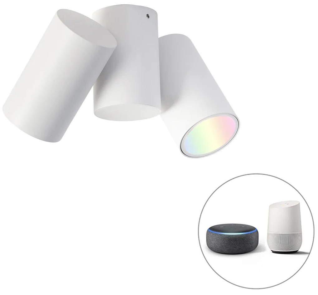 Smart Spot / Opbouwspot / Plafondspot wit verstelbaar incl. 2 Wifi GU10 - Michael Design GU10 Binnenverlichting Lamp