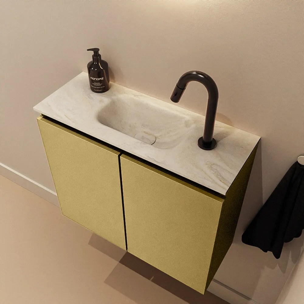 Mondiaz Ture DLux toiletmeubel 60cm oro met wastafel ostra midden met kraangat