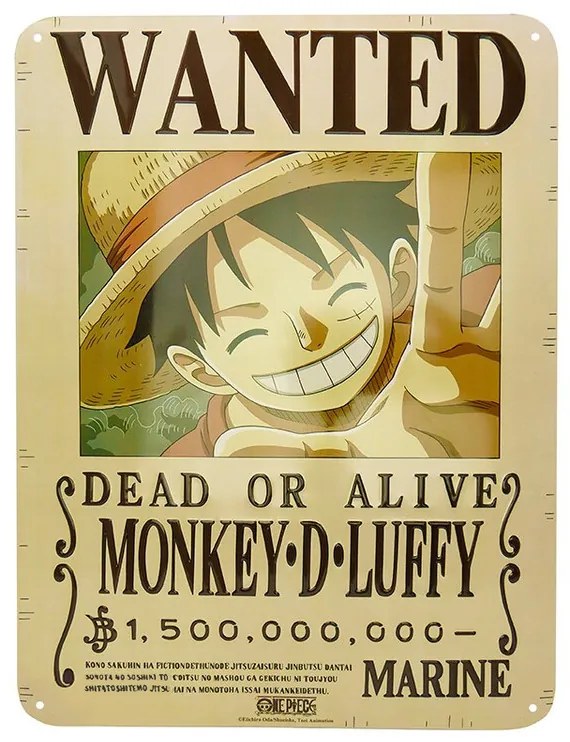 Metalen bord One Piece - Luffy Wanted New World