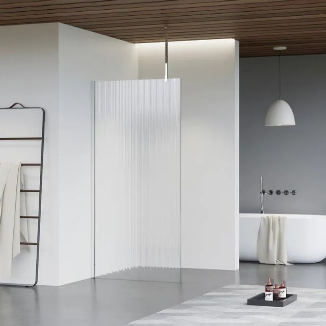 Fortifura Galeria inloopdouche - 70x200cm - ribbelglas - plafondarm - chroom SW797949/SW797904/SW804541