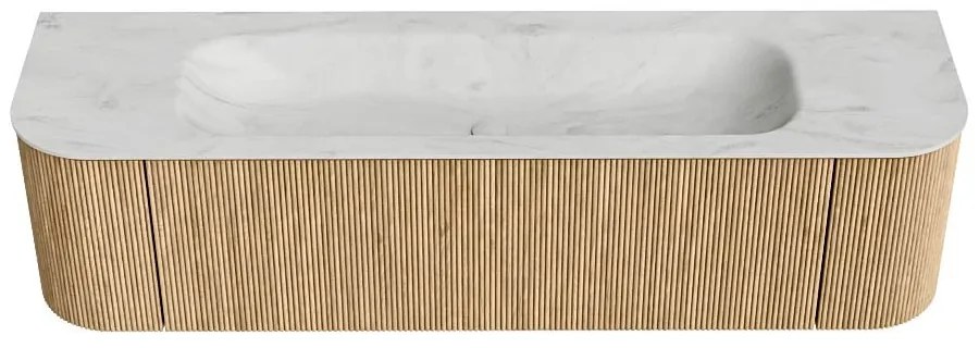 Mondiaz Kurve-dlux 170cm badmeubel ronding links/rechts oak met 1 lade en 2 deuren en wastafel big large midden 1 kraangat opalo