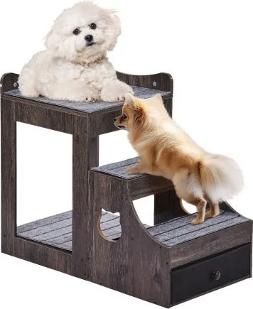 VEVOR Stapelbed voor huisdieren met verwijderbare trap, vensterbank voor honden/katten met opbergruimte, bed met meerdere niveaus, vensterbank, slaapbank, zitplatform voor huisdieren, 830x450x675mm