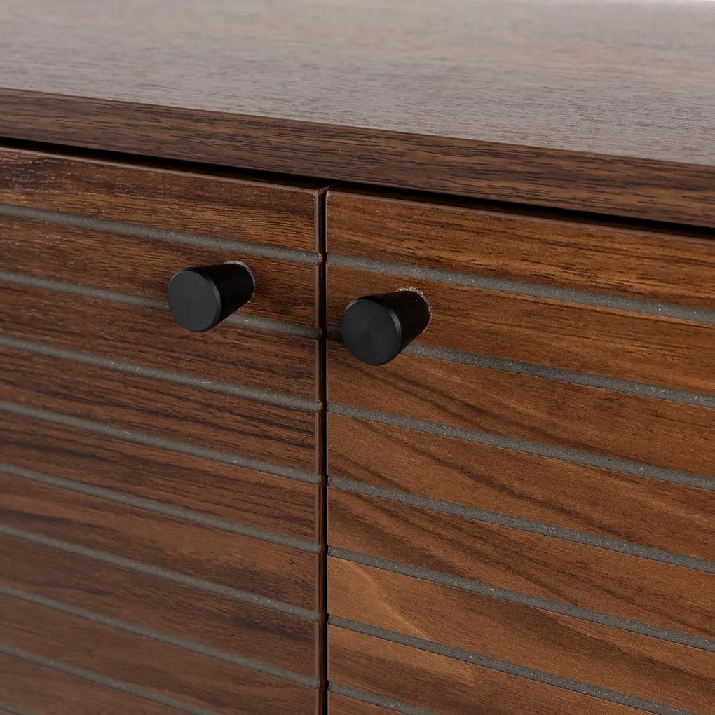 Walnoot Dressoir Met Strepen - 120x40x74cm.