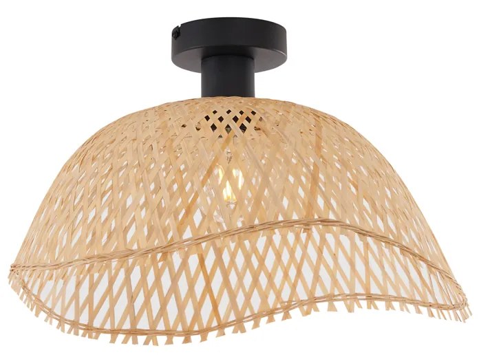 Art Deco plafondlamp zwart met naturel bamboe 40cm - Alka Art Deco E27 Scandinavisch Bohemian rond Binnenverlichting Lamp