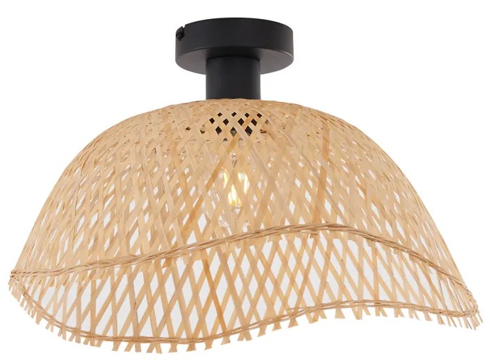 Art Deco plafondlamp zwart met naturel bamboe 40cm - Alka