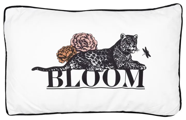 Kussen Bloom - wit/zwart - 30x50 cm