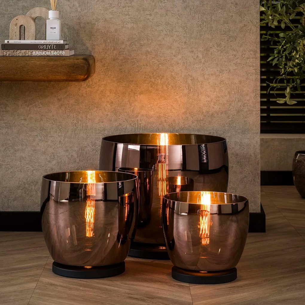 Lage Vloerlamp Van Koperkleurig Glas 48 Cm