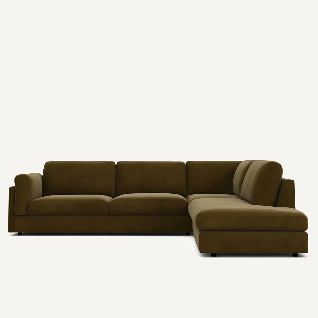 Omvormbare bank met hoek en longchair, fluweel, CÉSAR