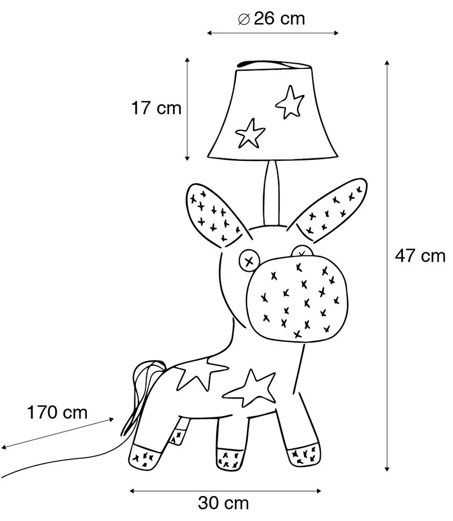 Stoffen LED Kinder tafellamp paard sterren - Finn Kinderlamp Binnenverlichting Lamp