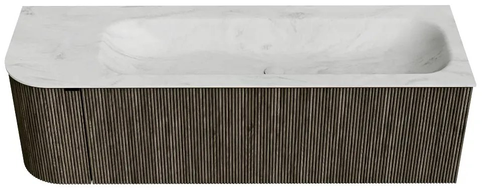 Mondiaz Kurve-dlux 145cm badmeubel ronding links shadow met 1 lade en deur en wastafel big large rechts zonder kraangat opalo